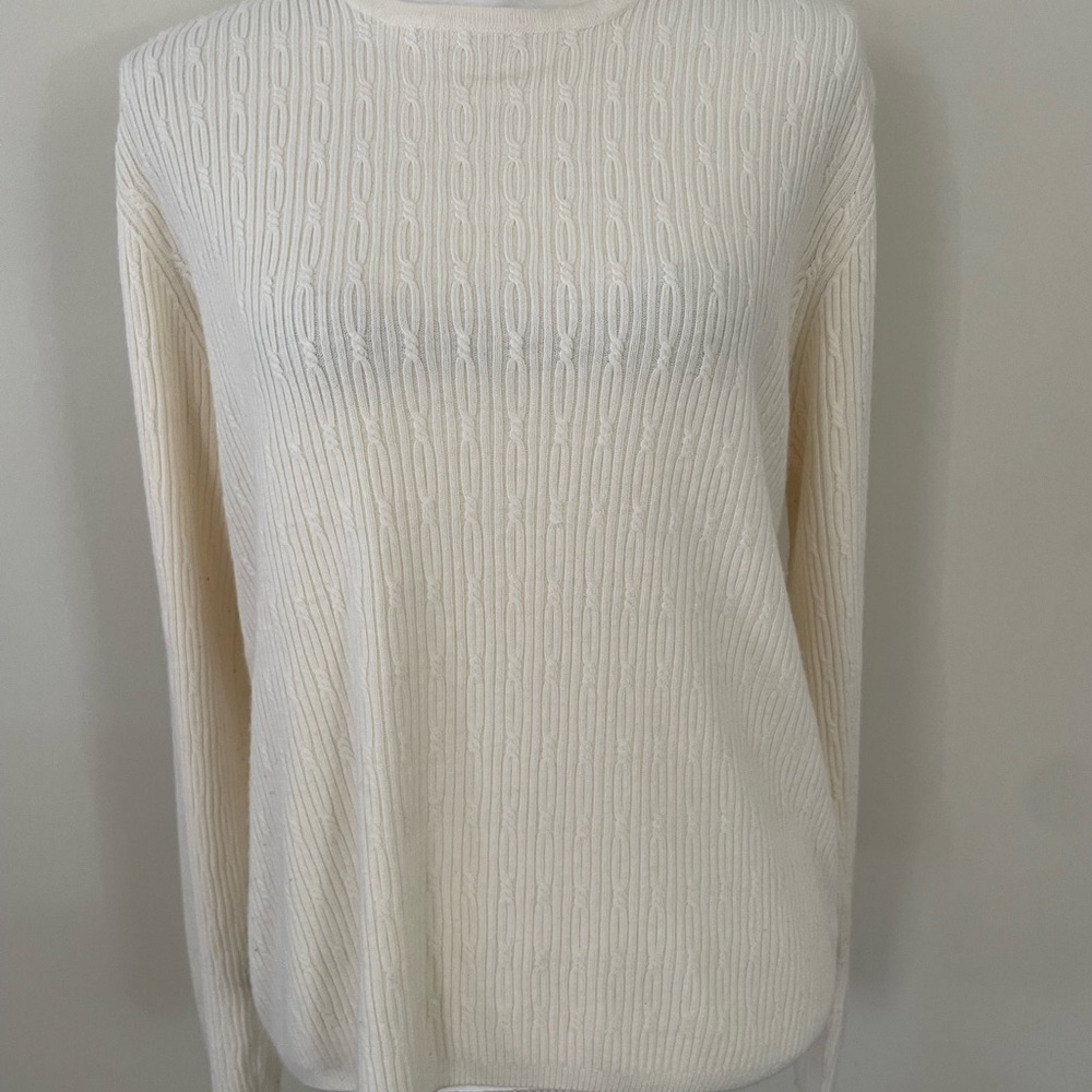 Cream Cable Knit Sweater size Large